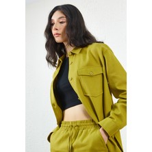 Edition Olive Gabardin Ön Cep Detaylı Gömlek