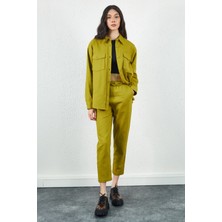 Edition Olive Gabardin Ön Cep Detaylı Gömlek
