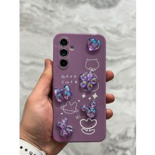 SPHONE Samsung Galaxy M34 5g 3D Kabartma Emoji Figür Ayıcık Çiçek Kurdele Happy Good Luck Funny Heart