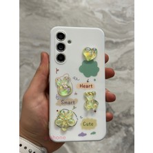 SPHONE Samsung Galaxy A54 5g Kılıf 3D Kabartma Emoji Figür Ayıcık Çiçek Kurdele Happy Good Luck Funny Heart