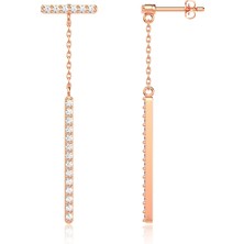 İndigo Takı Sallantılı Taşlı Çubuk Rose Gümüş Küpe