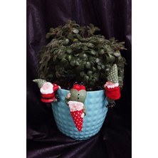 Hertelden Hobies Boyalı Üçlü Noel Baba Teraryum Obje Saksı Süsü Dekoratif Obje ( 3 Adet )