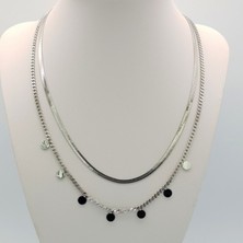 Hg.Aksesuar Kadın 2'li Italyan Zincirli Çelik Kolye