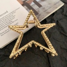 Aymeta Kadın Yıldız Model 6 cm Yüksek Kalite Kararmaz Metal Toka Altın Renkli Şık Aksesuar