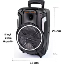 Teknoloji Gelsin Büyük Speaker Bluetooth Hoparlör Parti Karaoke Mikrofonlu Ses Bombası 26CM Işıklıö8inç Aux/fm/usb/sd