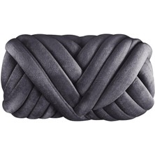 Burake 1kg Kadife Tıknaz Iplik Kol Örgü Rahat Yıkanabilir Halı Yapımı Jumbo Derin Gri (Yurt Dışından)