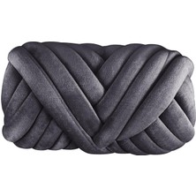 Burake 1kg Kadife Tıknaz Iplik Kol Örgü Rahat Yıkanabilir Halı Yapımı Jumbo Derin Gri (Yurt Dışından)