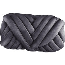 Burake 1kg Kadife Tıknaz Iplik Kol Örgü Rahat Yıkanabilir Halı Yapımı Jumbo Derin Gri (Yurt Dışından)