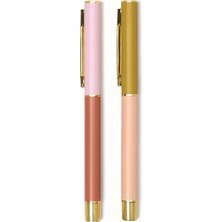Design Works İnk Color Block Pens Rosewood & Blush (Set Of 2) - 2'li Tükenmez