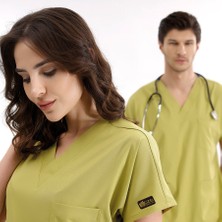 Çizgi Medikal Antep Fıstığı Likralı Üniforma Takımlar Yüksek Kaliteli Likralı Scrubs