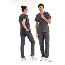 Çizgi Medikal Füme Likralı Üniforma Takımlar Yüksek Kaliteli Likralı Scrubs