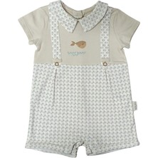 Babydola 13022 Erkek Bebek Balık Baskılı Bej Romper