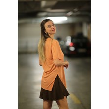 Butik Yırtmaçlı Oversize T-Shirt