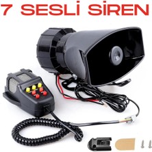 ŞüsCarOto Aksesuar Her Araca Uyumlu 7 Sesli Güçlü Siren Korna Mikrofonlu Megafonlu 12V Polis Sireni 100W