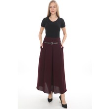 Soralline Kadın Etek Etamin Desen 95 Cmboyunda ASTARLI755 Mürdüm Baharlık