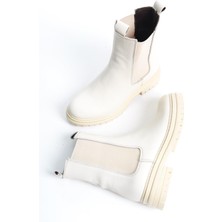 Modabuymus Kami Bej Mat Lastikli Hakiki Deri Günlük Orjinal Chelsea Bot