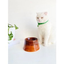 Stilin Bu Seramik Kedi ve Köpek Mama Su Kabı Colorful Moon Bowl Kahverengi Açık Kahverengi