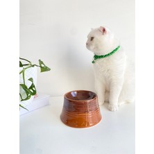 Stilin Bu Seramik Kedi ve Köpek Mama Su Kabı Colorful Moon Bowl Kahverengi Açık Kahverengi