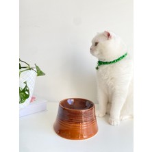 Stilin Bu Seramik Kedi ve Köpek Mama Su Kabı Colorful Moon Bowl Kahverengi Açık Kahverengi