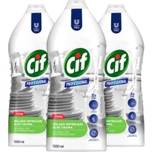 Cif Profesyonel Bulaşık Deterjanı 1500ML x 3ADET Elde Yıkama Yağ Leke Çıkarıcı Konsantre Formül