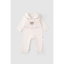 Little Gusto Organik Pamuk Bebe Yakalı Tulum Playtime Ayıcık Nakışlı