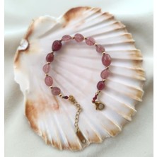 HD Marketim Bileklik Doğal Kuvars Taşı 316L Kararmaz Çelik Boncuklu Kadın Erkek Bilezik