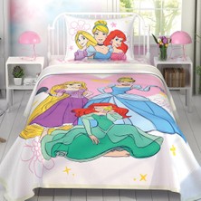 Taç Lisanslı Dısney Princess Pamuklu Tek Kişilik Pike Takımı