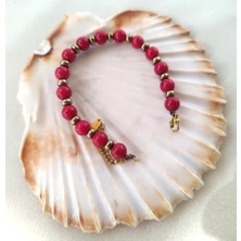 HD Marketim Bileklik Doğal Mercan Taşı 316L Kararmaz Çelik Boncuklu Kadın Erkek Bilezik