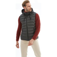 Danger Erkek Çıkarılabilir Kapüşonlu Standart Kalıp Şişme Yelek Antrasit - 536DNGR