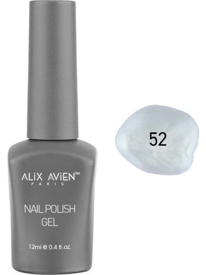 Alix Avien İnci Beyaz Kalıcı Oje 52-Yoğun Renk Veren Jel Oje 12 ml-Nail UV Gel Polish 52