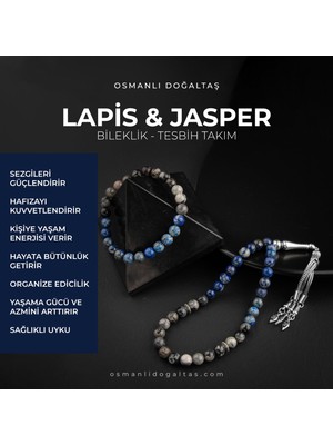 Osmanlı Doğal Taş Lapis Lazuli-Jasper Doğal Taş Tesbih Bileklik Seti