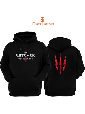 Ors Trend Witcher 3 Baskılı 3 Iplik Unisex Siyah Kapişonlu Sweatshirt