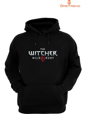 Ors Trend Witcher 3 Baskılı 3 Iplik Unisex Siyah Kapişonlu Sweatshirt