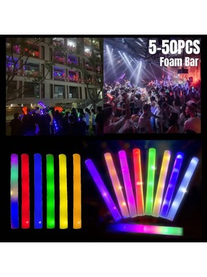 Beyaz 50 Adet Rgb LED Glow Köpük Sopa Tezahürat Tüpü Renkli Işık Karanlıkta Glow Doğum Günü Düğün Parti Malzemeleri Festivali Parti Süslemeleri (Yurt Dışından)