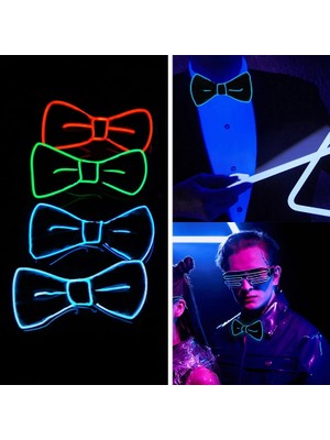 Beyaz Karanlıkta Glow LED Papyon Aydınlık Yanıp Sönen Kravat Doğum Günü Partisi Düğün Noel Dekorasyon Cadılar Bayramı Cosplay Kostüm (Yurt Dışından)