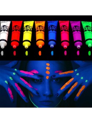 10 Adet Neon Balon J Siyah Işık Neon Parti Yüz ve Vücut Boyası Glow Panit Renk Güzellik Makyaj Vücut Boyası Uv Blacklight Neon Floresan Parti Malzemeleri (Yurt Dışından)