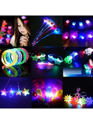 Gözlük 10 Adet Glow Crown LED Çiçek Kafa Işık Halkası Küpe Kolye Hediye Aydınlık Neon Parti Doğum Günü Cadılar Bayramı Düğün Karnaval (Yurt Dışından)