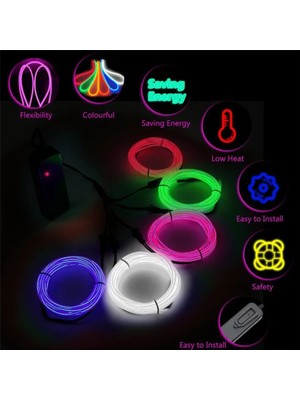 Pil Kutusu Sarı 3 Metre Esnek Neon Işık Glow El Tel Halat Kablo Noel Dans Rave Dekorasyon Için LED Işıkları Dıy Ayakkabı Giyim USB LED Şerit Lamba (Yurt Dışından)