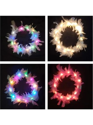 Mor TÜY01 1 Adet Glow Kafa Bandı Ayarlanabilir LED Işık Parti Düğün Doğum Günü Glow Parti Saç Aksesuarları Için Tüy Çelenk Hairband Şekeri (Yurt Dışından)