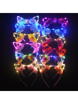 Stil 3 1 Adet LED Kulak Hayvan Kedi Tilki Kafa Bandı Light Up Yanıp Sönen Kızdırma Hairband Parti Hediye Doğum Günü Kostüm Düğün Karnaval Cadılar Bayramı (Yurt Dışından)