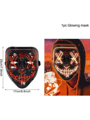 Turuncu LED Neon Işık Maskeleri Aydınlık Gözlük Cadılar Bayramı Partisi Korkunç Korku Sahne Dekorasyon Cosplay Kostüm Malzemeleri Karanlıkta Glow (Yurt Dışından)