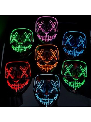 Turuncu LED Neon Işık Maskeleri Aydınlık Gözlük Cadılar Bayramı Partisi Korkunç Korku Sahne Dekorasyon Cosplay Kostüm Malzemeleri Karanlıkta Glow (Yurt Dışından)