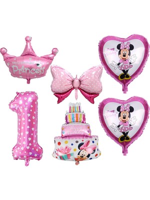 0-6 Adet Disney Minnie Mouse Doğum Günü Dekor Bebek Kız Iyilik Parti Dekor Diy Doğum Günü Numarası Balon Kombinasyonu Bebek Duş Hediyeler Kız Için (Yurt Dışından)