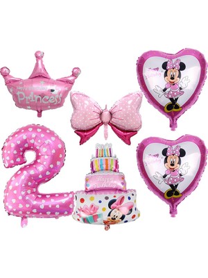 0-6 Adet Disney Minnie Mouse Doğum Günü Dekor Bebek Kız Iyilik Parti Dekor Diy Doğum Günü Numarası Balon Kombinasyonu Bebek Duş Hediyeler Kız Için (Yurt Dışından)