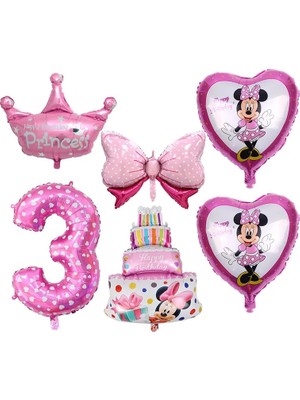 0-6 Adet Disney Minnie Mouse Doğum Günü Dekor Bebek Kız Iyilik Parti Dekor Diy Doğum Günü Numarası Balon Kombinasyonu Bebek Duş Hediyeler Kız Için (Yurt Dışından)