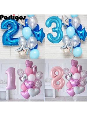 Resim Olarak 12 Adet/grup Erkek Doğum Günü Balonları 40 Inç Mavi Numarası Balon 3/3rd Doğum Günü Partisi Dekorasyon Çocuklar Anniversaire 9/1/3 Yaşında (Yurt Dışından)