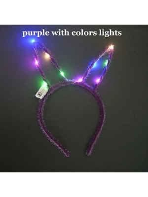 Mor Kafa Bandı Kız Light Up Tutu Sihirli LED Etek Peri Kedi Kulak Tavşan Glow Kostüm Kafa Bandı Parti Cosplay Doğum Günü Hediyesi Cadılar Bayramı Düğün (Yurt Dışından)