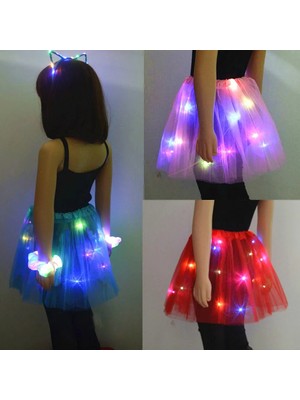 Mor Kafa Bandı Kız Light Up Tutu Sihirli LED Etek Peri Kedi Kulak Tavşan Glow Kostüm Kafa Bandı Parti Cosplay Doğum Günü Hediyesi Cadılar Bayramı Düğün (Yurt Dışından)