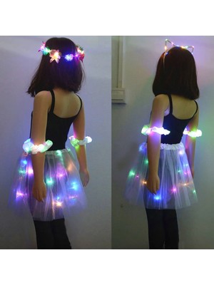 Mor Kafa Bandı Kız Light Up Tutu Sihirli LED Etek Peri Kedi Kulak Tavşan Glow Kostüm Kafa Bandı Parti Cosplay Doğum Günü Hediyesi Cadılar Bayramı Düğün (Yurt Dışından)