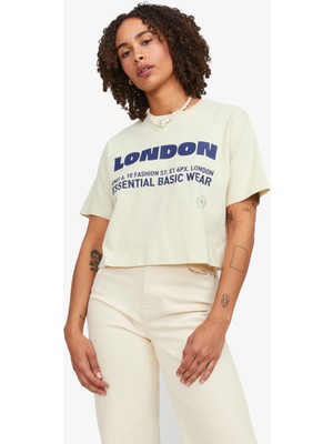 Jjxx Jxjoda Kadin Bej T-Shirt 12244372-BONEWHITE